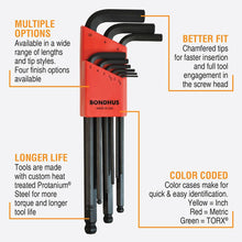 Bondhus Balldriver Metric HEX Ball End L-Key Wrenches 1.5mm to 10MM (9 Piece)