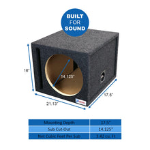 Atrend Single 15" Vented Woofer Enclosure - Charcoal Carpet Covering