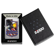 Zippo Veteran Shield with Eagle - Brushed Chrome