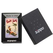 *207BOMBS* Zippo 80778 Windproof Lighter - Pinup Nose Art "Bombs Away Girl" Imprinted Street Chrome