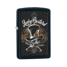 *218SKELETON* Zippo 80196 Windproof Lighter Lucky Bastard Skull Black Matte