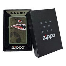 *221NOSEART* Zippo 22CI413623 Windproof Lighter Fighter Plane Nose Art "Shark Teeth" Matte Green