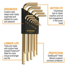 Bondhus GoldGuard Plated Balldriver SAE Ball End HEX L-Key Set (13 Piece)