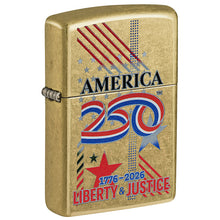 Zippo Windproof Lighter America250™ Liberty & Justice Color Image - Street Brass