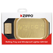 Zippo Laser Engraved Rolling Tray & Lighter Gift Set - High Polish Brass