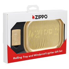 Zippo Laser Engraved Rolling Tray & Lighter Gift Set - High Polish Brass