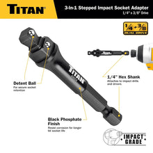 Titan 1/4 and 3/8 in Drive 3 in 1 Stepped Impact Socket Adapter