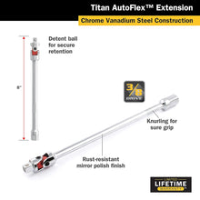 Titan 3/8" x 8" Length Auto Flex Universal Joint Extension Adapter