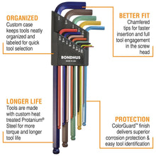 Bondhus ColorGuard Plated Balldriver Metric/SAE Ball End HEX L-Keys Double Set (22 Piece)