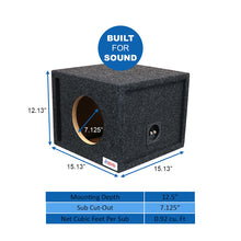 Atrend Single 8" Vented Woofer Enclosure - Charcoal Carpet Covering