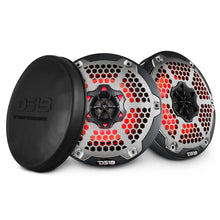 DS18 HYDRO 6.5″ 2-Way Marine Speakers with RGB LED Lights 300 Watts – Carbon Fiber (Pair)