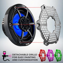 DS18 HYDRO 6.5″ 2-Way Marine Speakers with RGB LED Lights 300 Watts – Carbon Fiber (Pair)