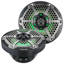 DS18 HYDRO 6.5″ 2-Way Marine Speakers with RGB LED Lights 300 Watts – Carbon Fiber (Pair)
