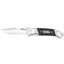 SOG Fielder Folding Knife 3.3" Satin Clip Point Blade Black G10 Handles