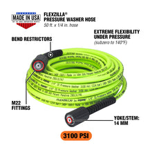 Flexzilla Pressure Washer Hose 1/4" x 50' with M22 Fittings (Boxed)