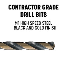 DRILL AMERICA 1-1/8 Reduced Shank HSS Black & Gold Contractor Drill Bit with 3-Flat Shank
