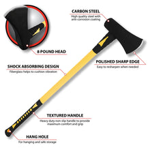 Performance Tool 8-Pound Splitting Maul with Fiberglass Handle Black/Yellow