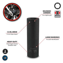 Performance Tool 1/2″ Drive 15mm 6-Point Deep Impact Socket