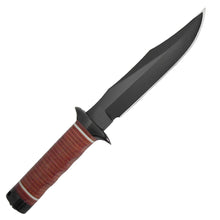 SOG Bowie 2.0 Knife 6.4" Black TiNi Blade Leather Handles Leather Sheath