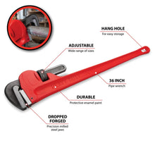Performance Tool Heavy-Duty Adjustable Straight Pipe Wrench 36"
