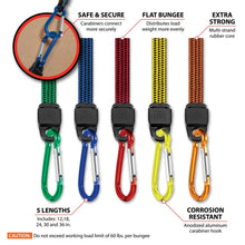 Performance Tool Flat Carabiner Bungee Cord (5-Piece Set)
