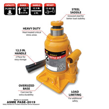 Performance Tool 12-Ton Heavy Duty Shorty Hydraulic Bottle Jack (24000 lbs.)