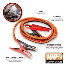 Performance Tool 6 Gauge 16' Battery Jumper Cables - 100% Copper Cable