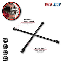 Performance Tool Silver 20-Inch SAE/Metric 4-Way Cross Lug Wrench