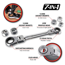 Performance Tool Metric 7-in-1 MET Ratcheting Flex Head Wrench