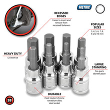 Performance Tool 3 to 10mm Metric Hex Bit Socket Set 3/8" Drive (8 Piece)