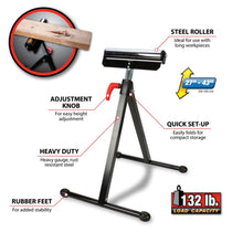Performance Tool Adjustable Roller Support Stand