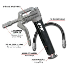 Performance Tool Mini Pistol Grip Grease Gun with Flex Hose