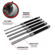 Performance Tool 8"-Long SAE Pin Punch Set (5 Piece)
