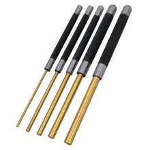 Performance Tool 8" Long Brass Roll Pin Punch Set (5 Piece)