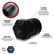 Performance Tool 1/2" Drive 2-3/8" 4WD Lock Nut Socket Hex Style