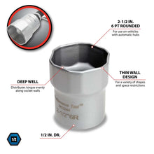 Performance Tool 1/2" Drive 2-1/2" 4WD Lock Nut Socket Rounded Hex Style