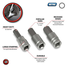 Performance Tool 3/8" Drive Large Metric Hex Bit Socket Set (3 Piece)