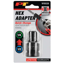 Performance Tool 1/2" Drive to 1/4" Drive Hex Impact Adapter (Female to Female)
