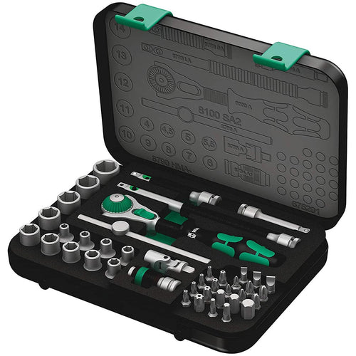 Wera 8100 SA 2 Zyklop 1/4 Metric Ratchet Set 42 Pieces