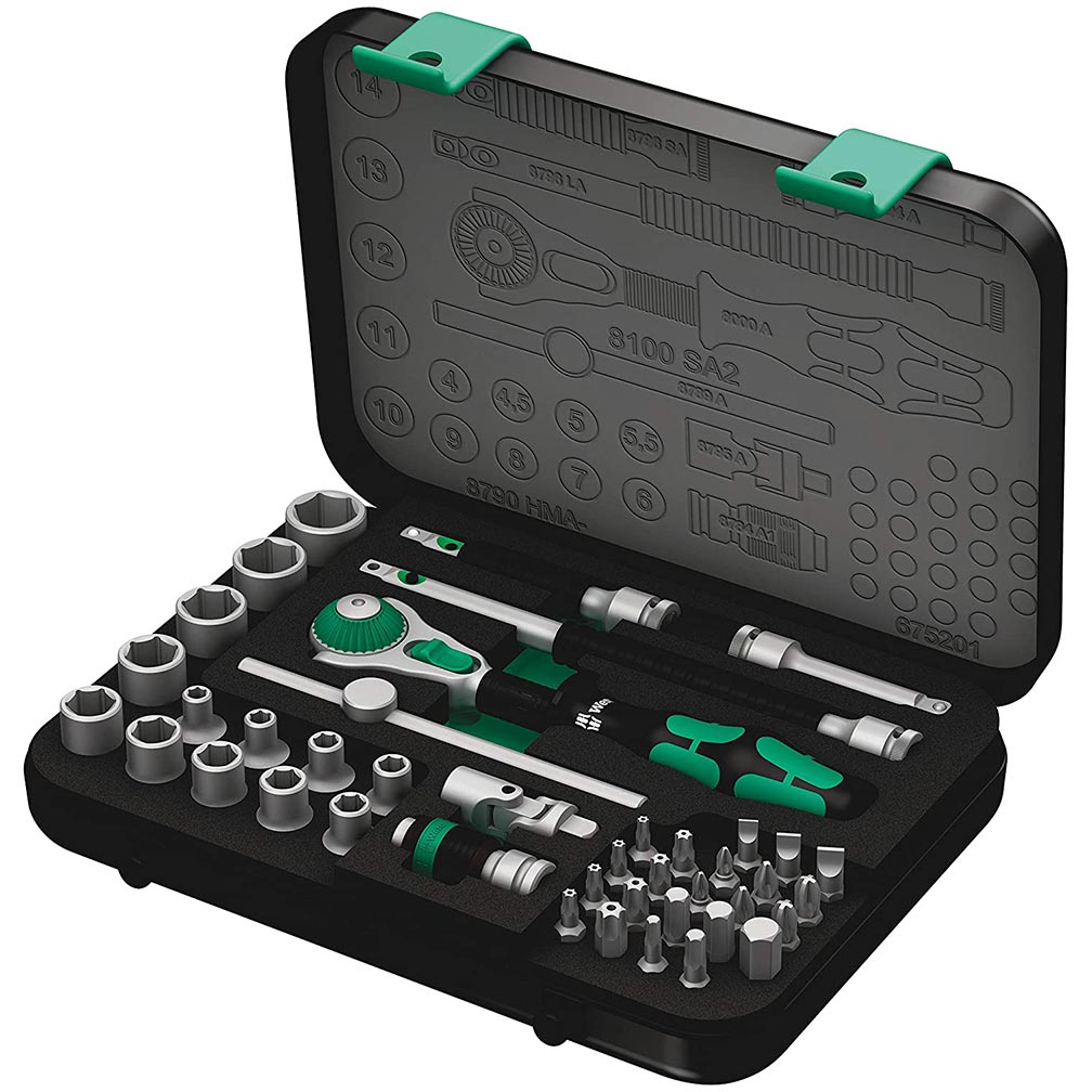 Wera 8100 SA 2 Zyklop 1/4 Metric Ratchet Set 42 Pieces