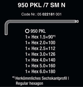 Wera Hex-Plus Chrome-Plated Long Shaft Metric L-Key Allen Wrench (7-Piece Set)
