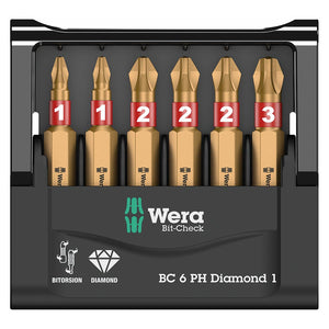 Wera Bit-Check 6PH Diamond Coated Tips (6-Piece Set)