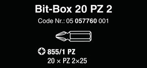 Wera Bit-Box Holds (20) PZ2x25 mm Bits