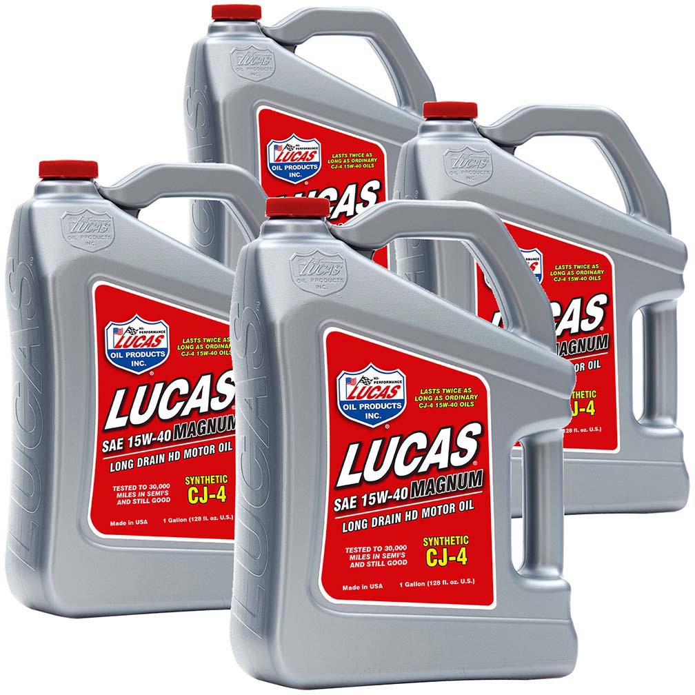 (4 Pack) Lucas Oil Synthetic SAE 15W-40 CJ-4 Truck Oil 1 Gallon