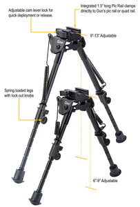 Caldwell Pic Rail XLA 6 Inch9 Inch Fixed Black Bipod