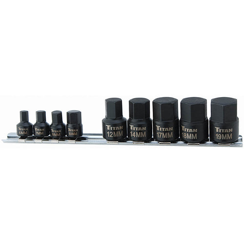 Titan Tool 9 pc Stubby Metric Hex Bit Socket Set