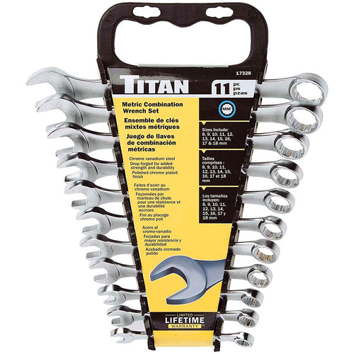 Titan 11 pc 12 pc Metric Raised Panel Combination Wrench Set
