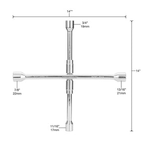 OEMTOOLS 20563 4-Way Folding Lug Nut Wrench  14"