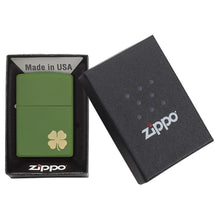 Zippo Windproof Lighter Lucky Cliover Design Green Matte Finish