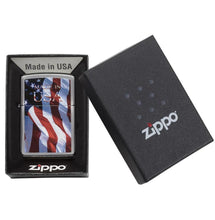 Zippo Windproof Lighter Made in USA Flag High Polish Chrome Finish